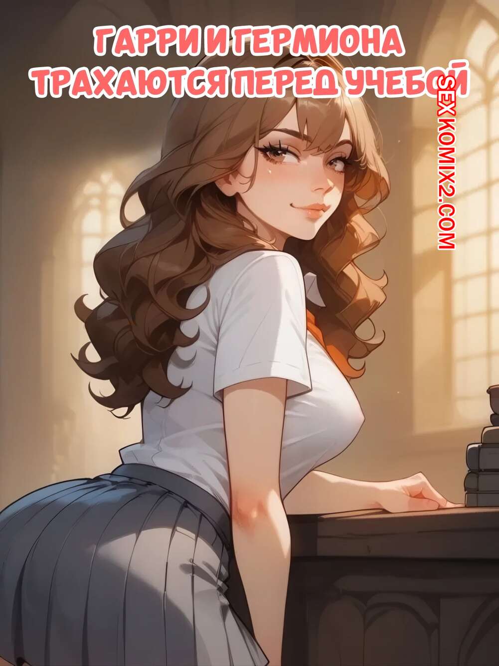 Порно комикс Гарри Поттер. Гарри и Гермиона трахаются перед учебой